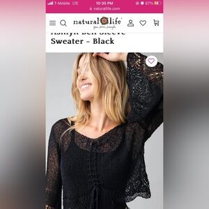Natural life crochet knit sweater black